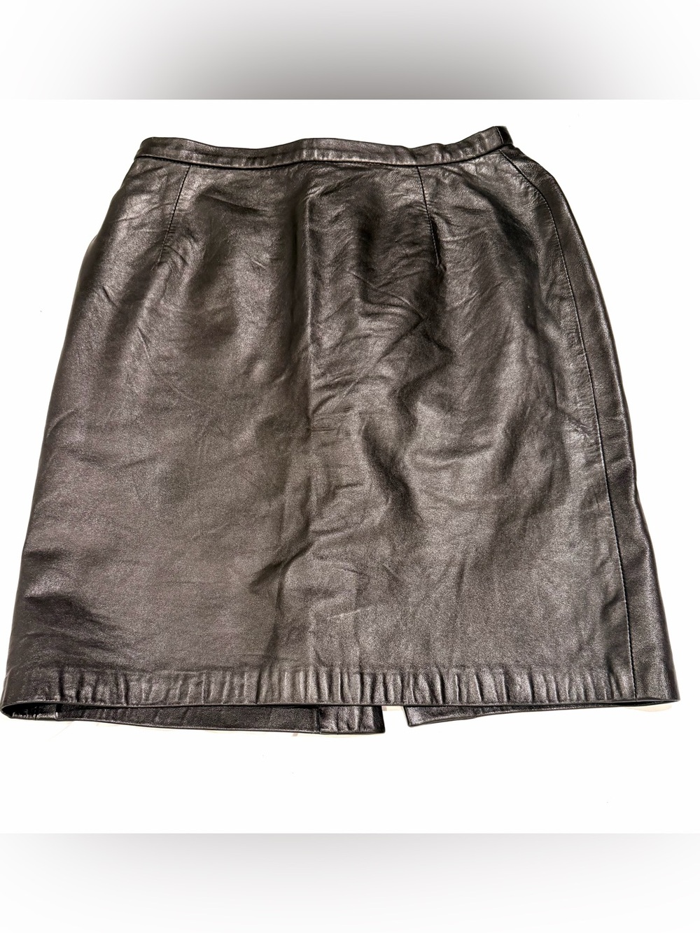 Vintage Black Lambskin Leather Women's Skirt